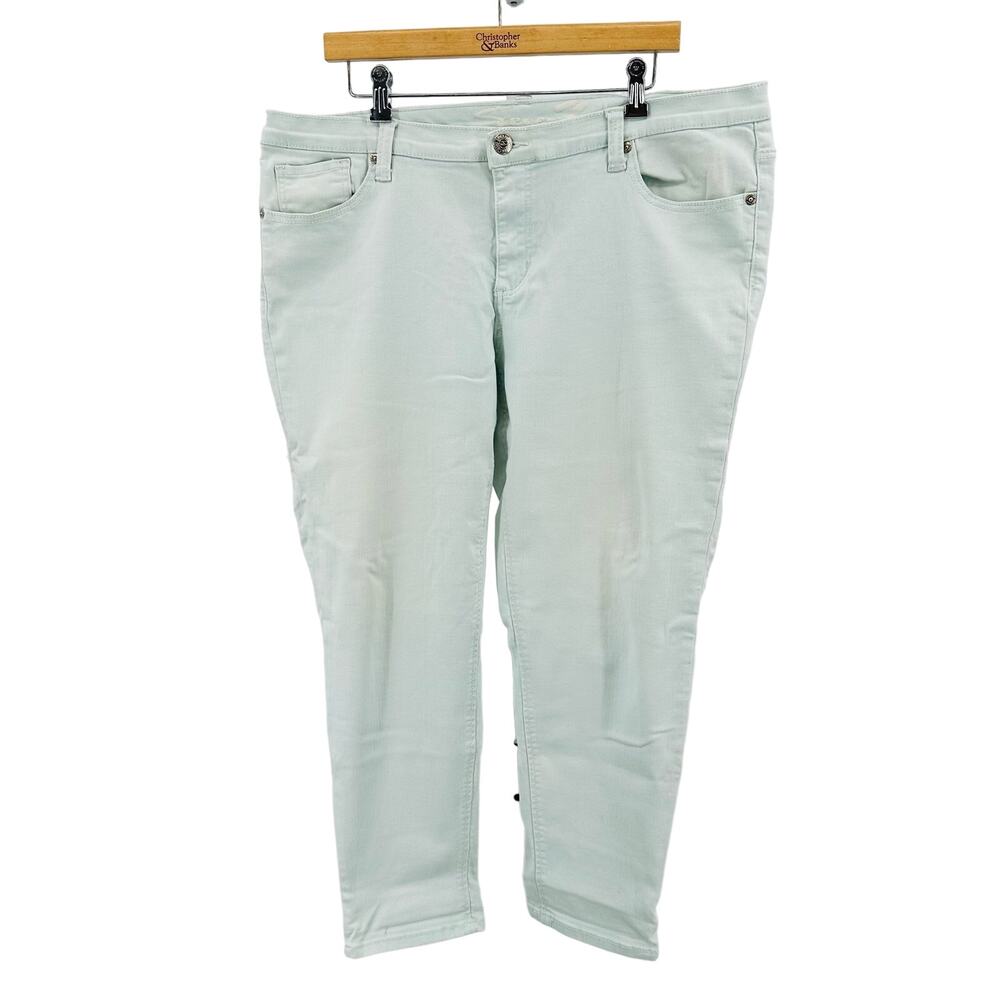 Seven7 Seafoam Green Skinny Easy Fit Jean Womens Plus 18 Mid Rise Stretch Denim - Picture 4 of 8